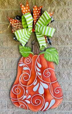 Fall Swirly Pumpkin Door Hanger