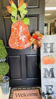 Fall Swirly Pumpkin Door Hanger