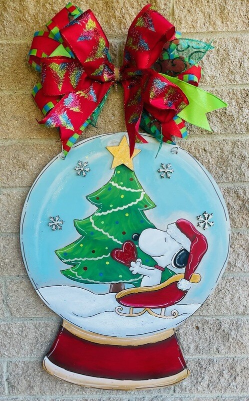 Christmas Snoopy Snowglobe Door hanger