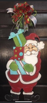 Christmas Santa with Three Presents Door Hanger