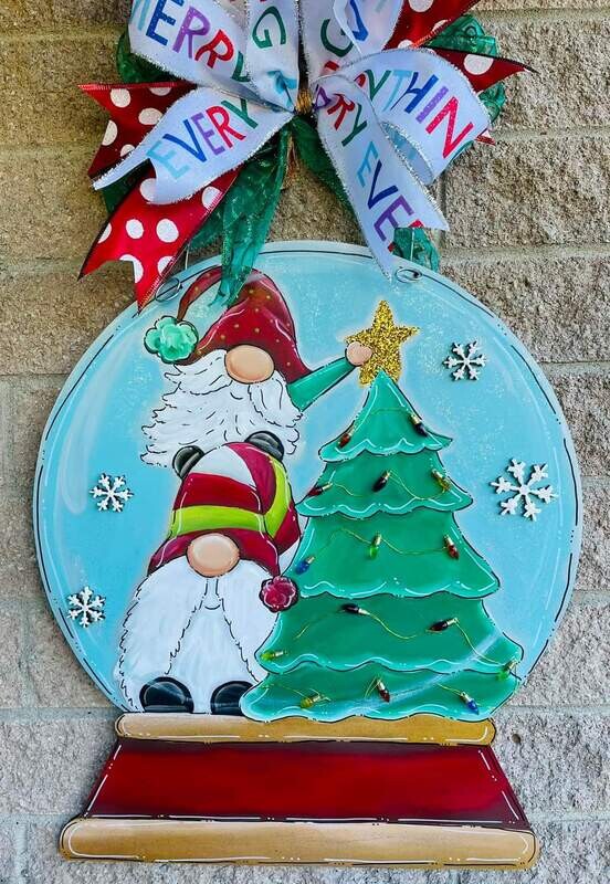 Christmas Gnomes Snowglobe Door hanger