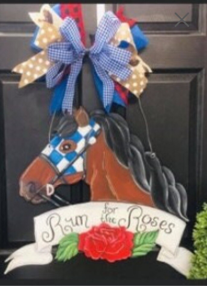 Derby Horse With Banner Door Hanger