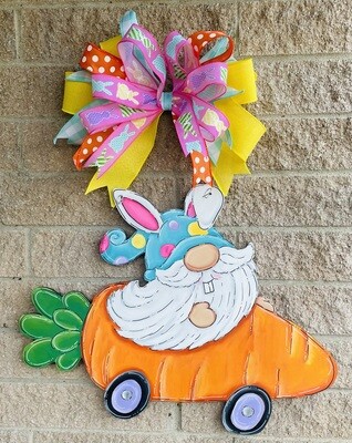 Easter Gnome in Carrot Car