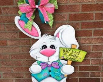 Easter Bunny with Sign Door Hanger