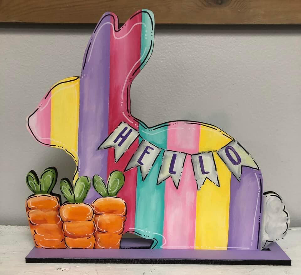 Easter Bunny With Carrots Sitter Slat Holder