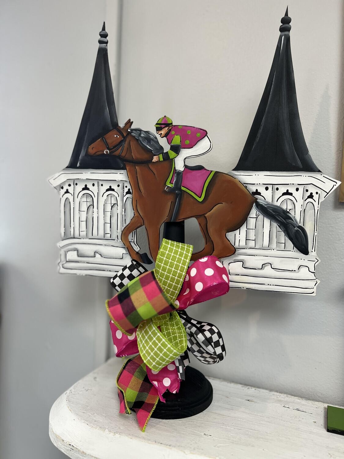 Derby Horse and Jockey with Spires Table Topper