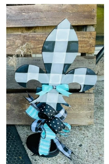 Everyday Buffalo Print Fleur De Lis Table Topper