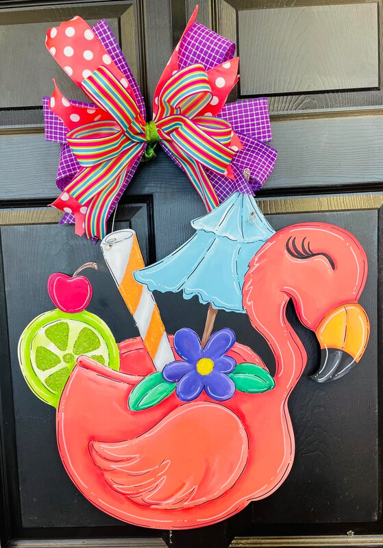 Spring/Summer Flamingo Drink Door Hanger
