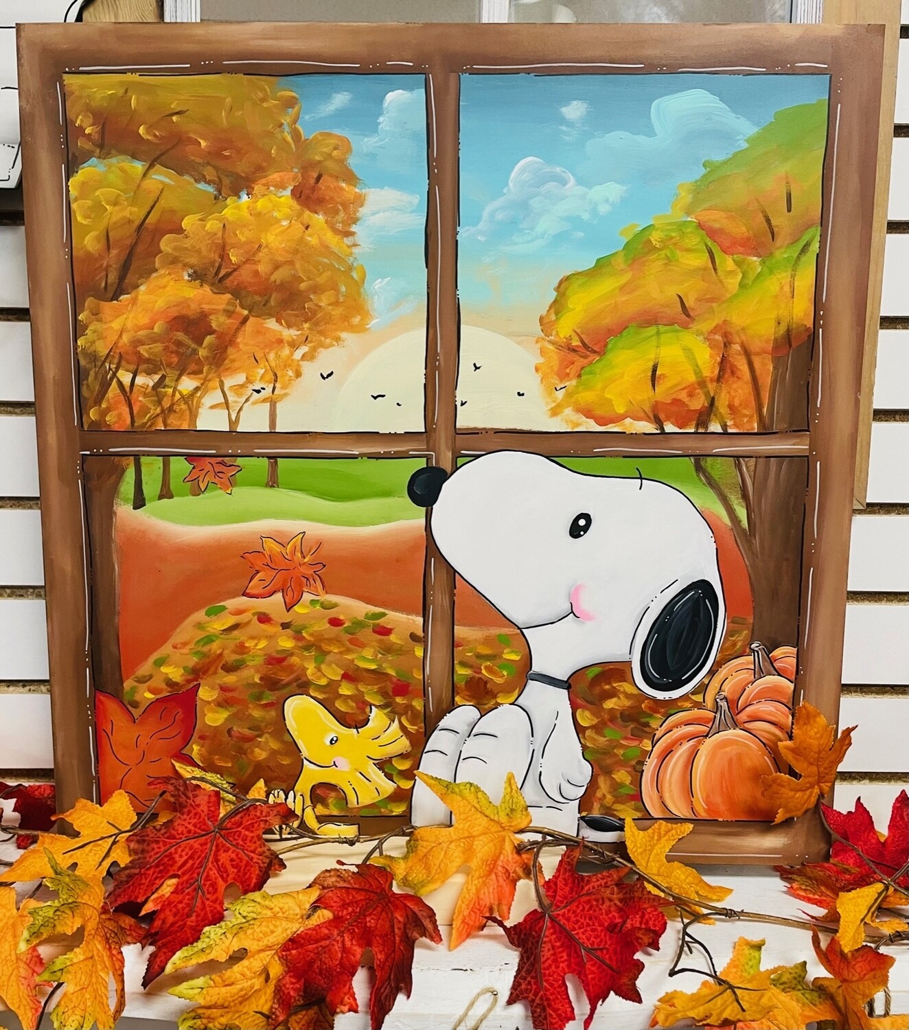 Fall Snoopy and Woodstock Fall Window