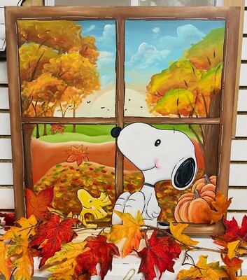 Snoopy and Woodstock Fall Window