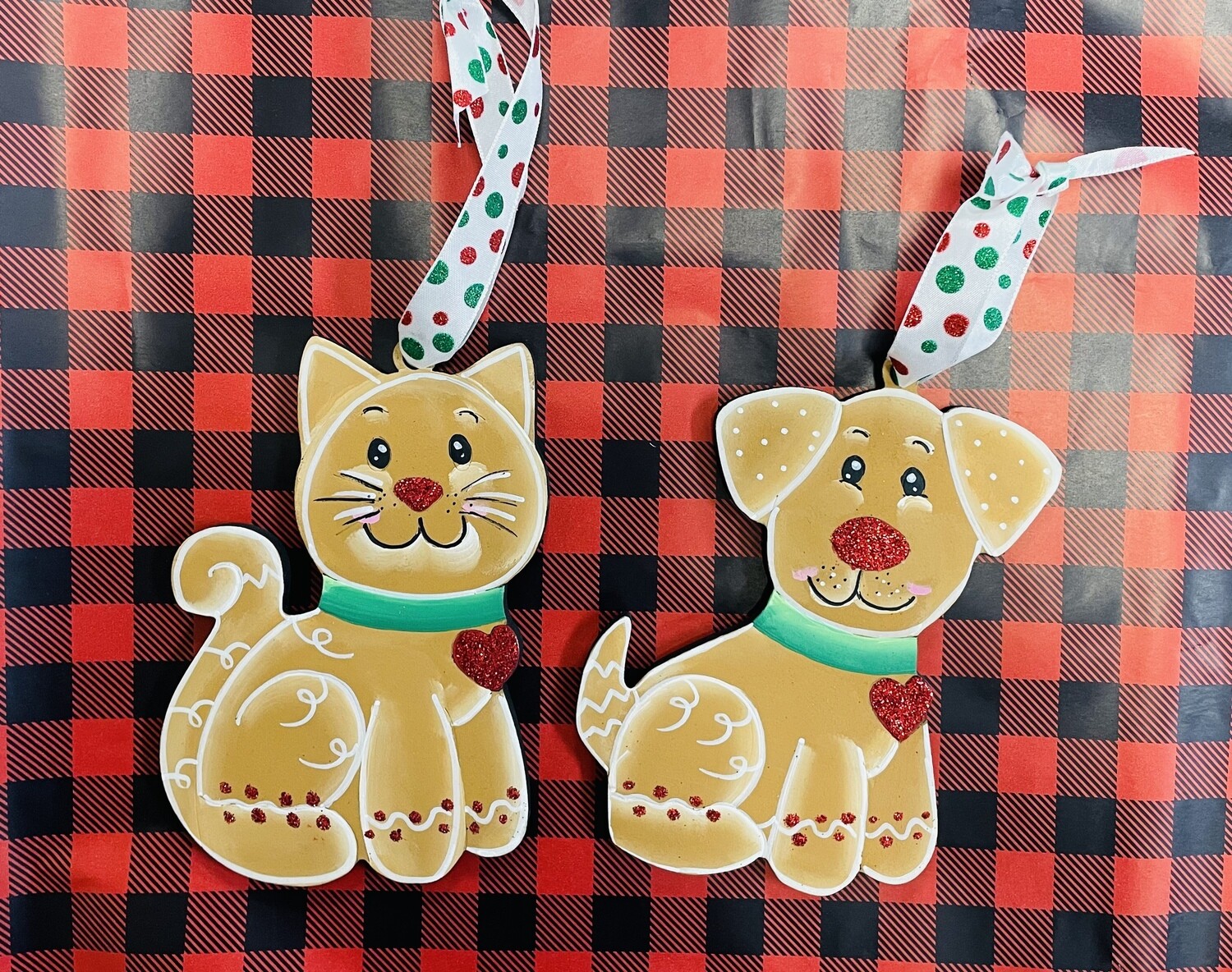 Christmas Ornament--Gingerbread Dog and Cat