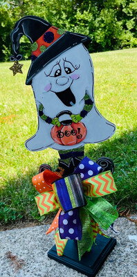 Halloween Ghost W/witch hat Table Topper