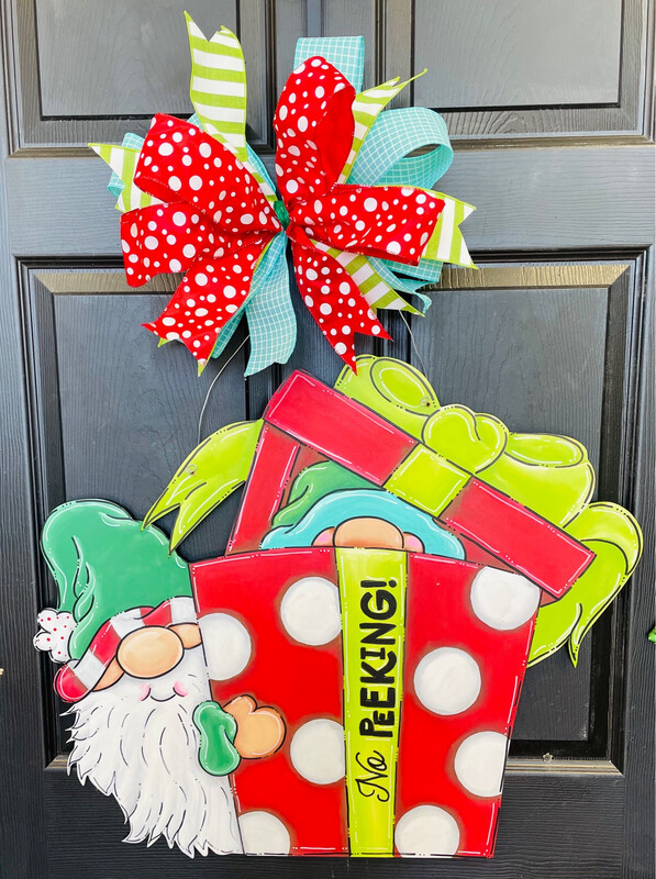Christmas No Peeking Gnome Door Hanger