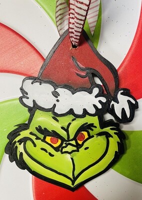 Christmas Grinch Face Ornament
