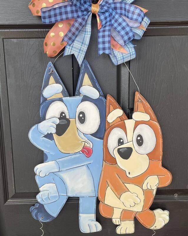 Bluey and Bingo Door Hanger