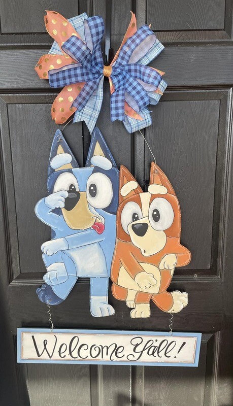 Bluey and Bingo Door Hanger