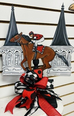 Derby Horse and Jockey with Spires Table Topper