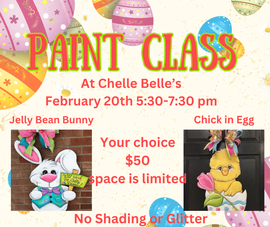 Paint Class@the shop--February 20th, 5:30 to 7:30 pm