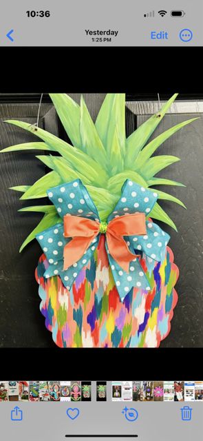Everyday Colorful Pineapple Door Hanger