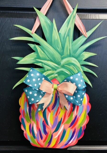 Everyday Colorful Pineapple Door Hanger