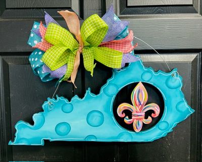 State Of Kentucky With Colorful Fleur De Lis