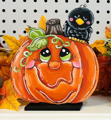 Halloween Pumpkin w/Crow Insert