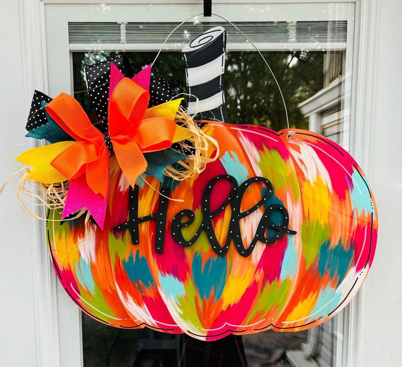 Fall Colorful Pumpkin Door Hanger