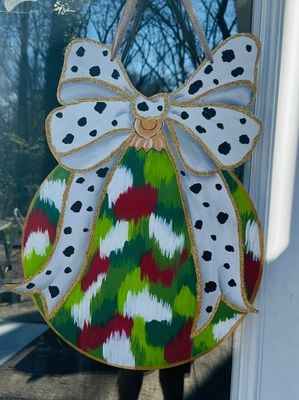 Christmas--Ornament with Bow Door Hanger