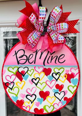 Valentine&#39;s Be Mine Collage Of Hearts Circle