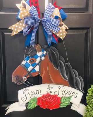 Derby Horse With Banner Door Hanger