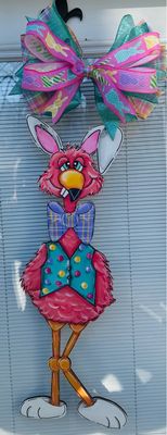 Easter Fuzzy The Flamingo Bunny Door Hanger-Printed
