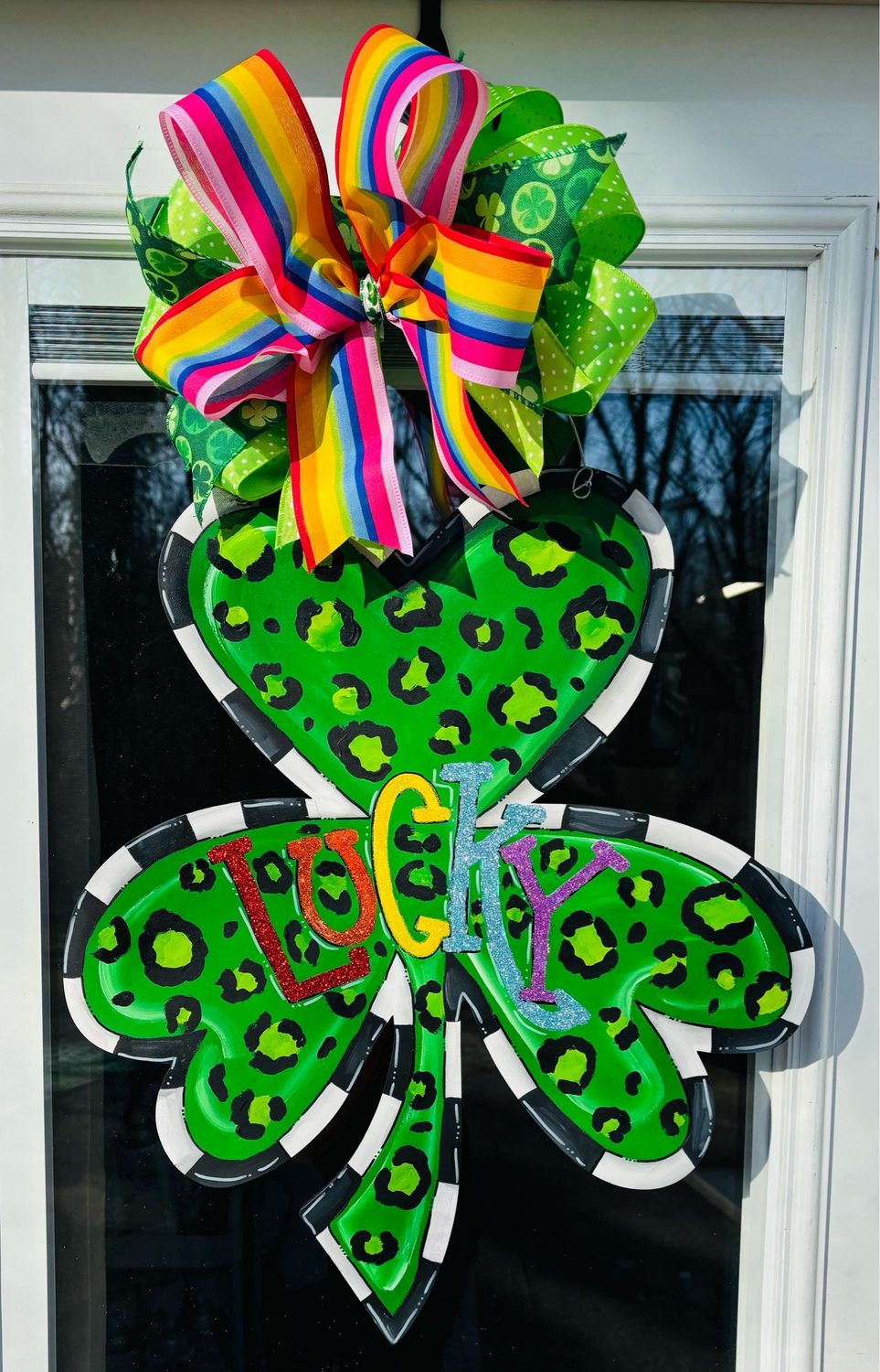 St Patricks Day Lucky Shamrock Door Hanger