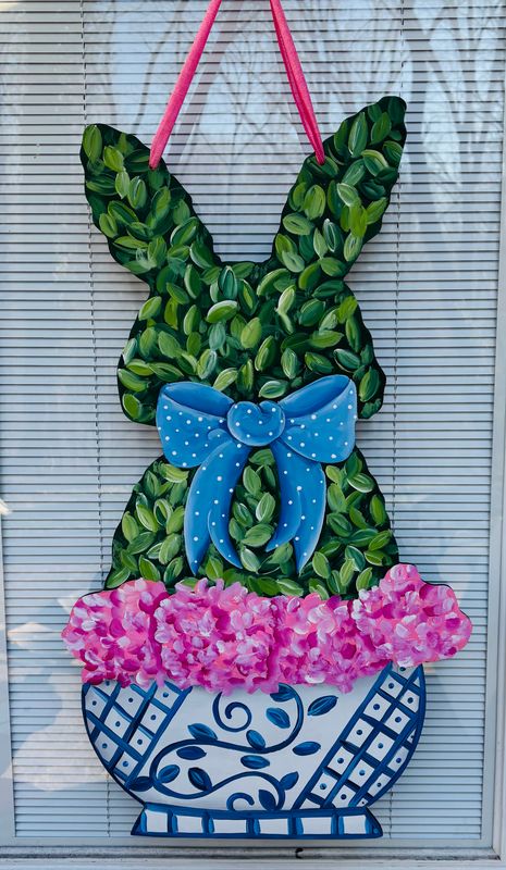 Easter Bunny Topiary Door Hanger