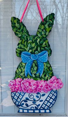 Easter Bunny Topiary Door Hanger