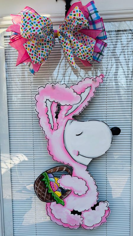 Easter Dog Fuzzy Bunny Door Hanger