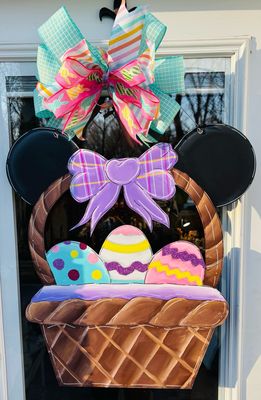 Easter Basket With Eggs And Ears Door Hanger 24&quot;