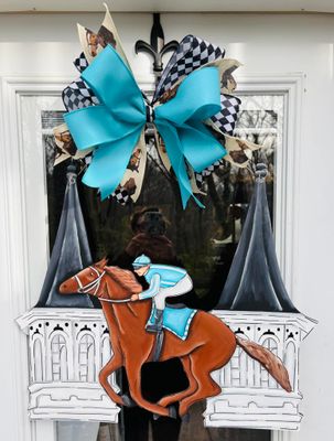 Derby Twin Spires W/Jockey And Horse Door Hanger