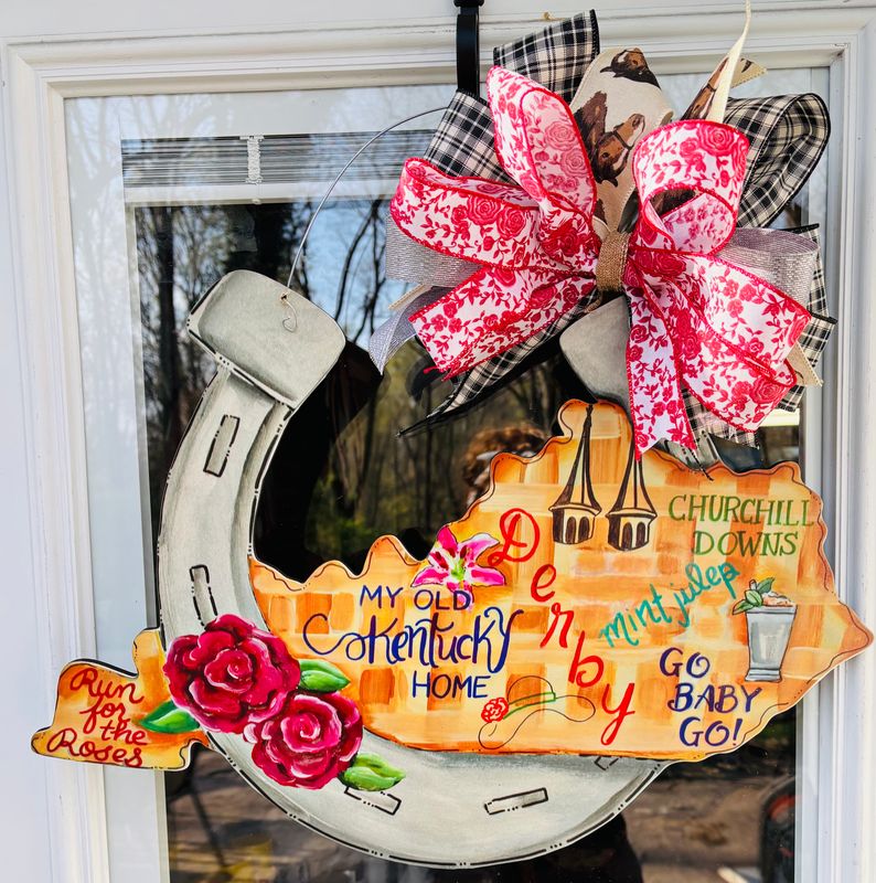 Derby Kentucky State with Derby Items Door Hanger