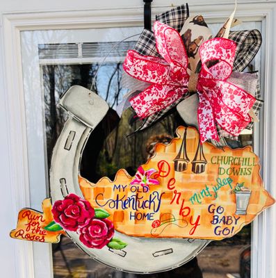 Derby Kentucky State with Derby Items Door Hanger