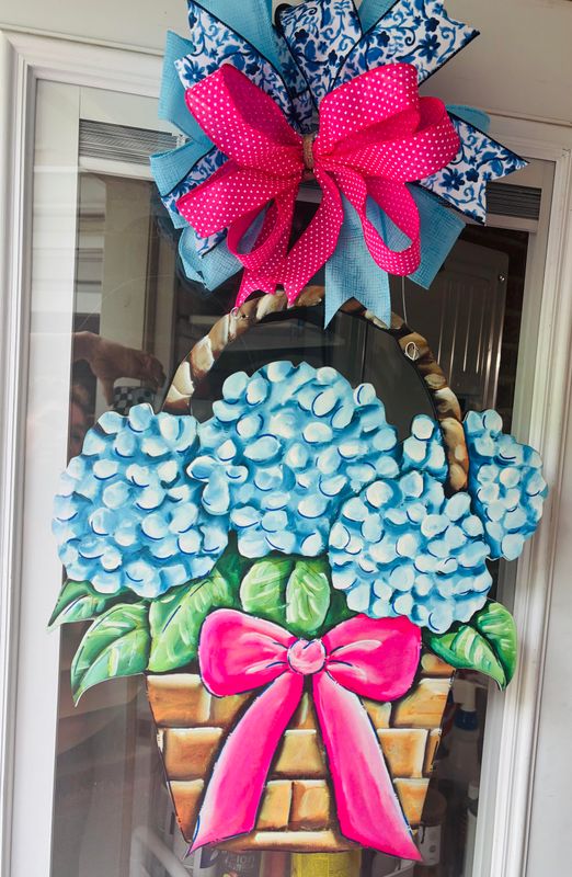 Spring/Summer Hydrangea Basket Door Hanger