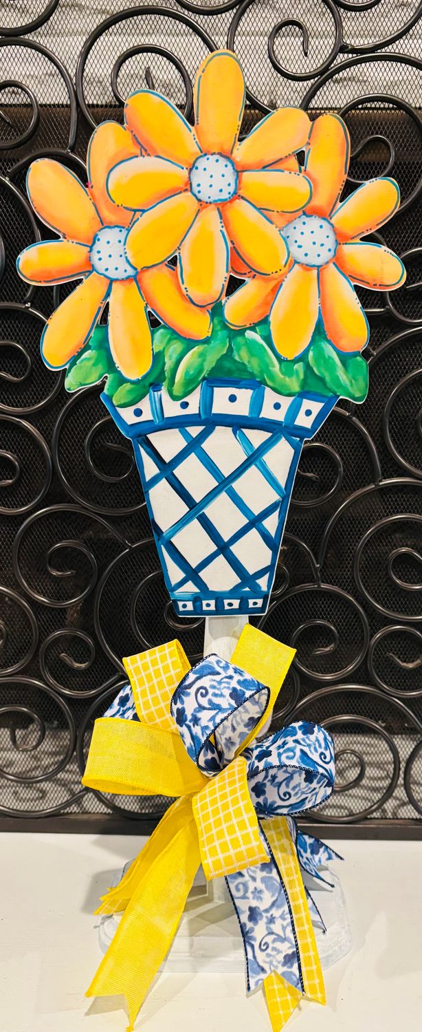 Spring/Summer Three Flower Pot Table Topper-Printed
