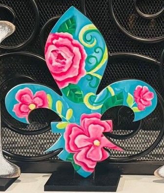 Spring/Summer Bright Floral Fleur De Lis Insert-Printed