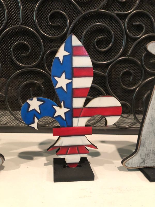4th of July/Patriotic Fleur De Lis Insert-Printed