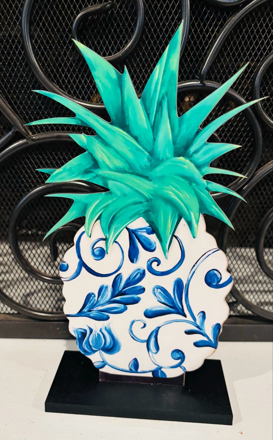 Spring/Summer Blue And White Pineapple Insert-Printed