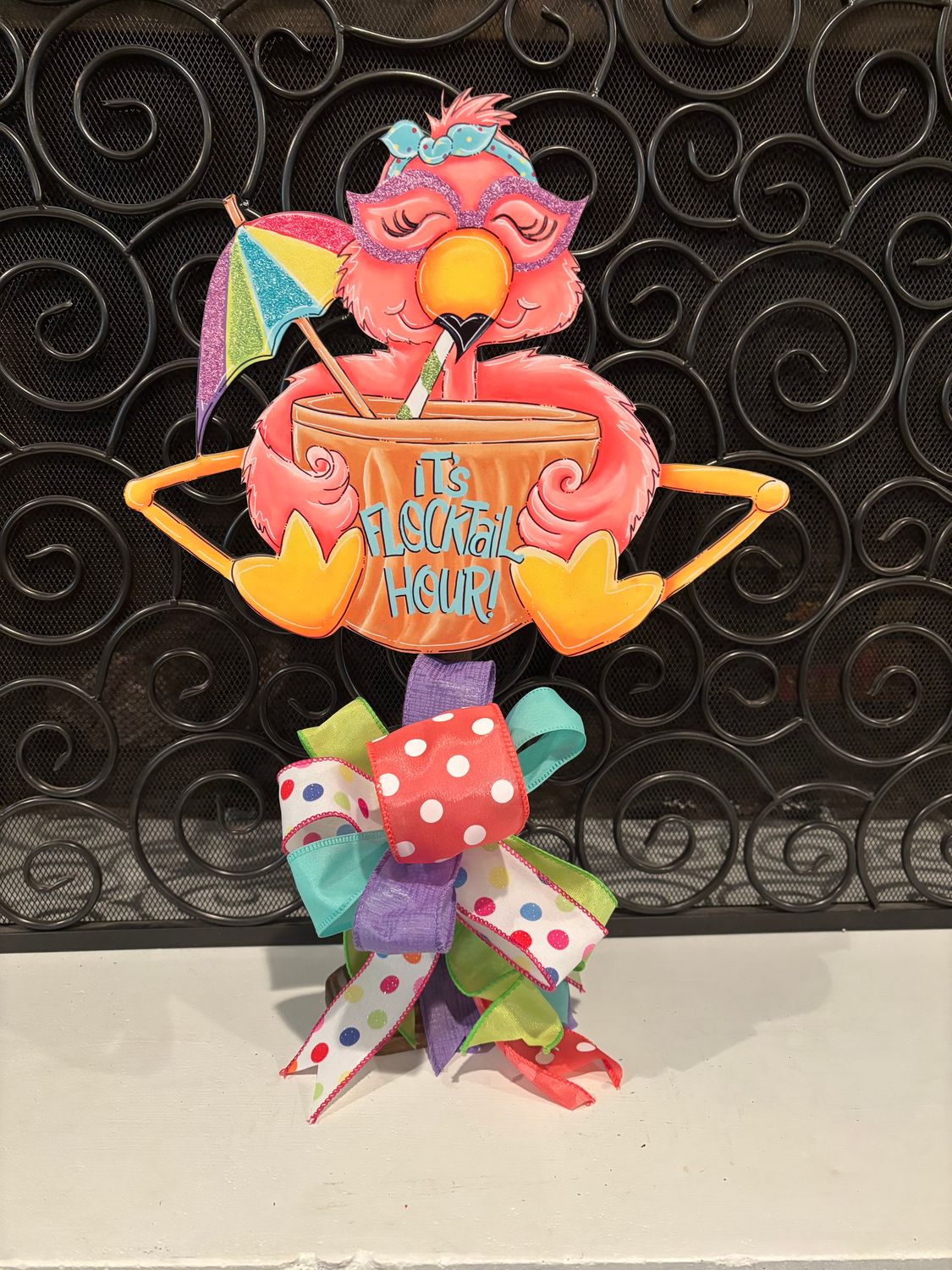 Spring/Summer Flocktail Hour Flamingo Table Topper-Printed