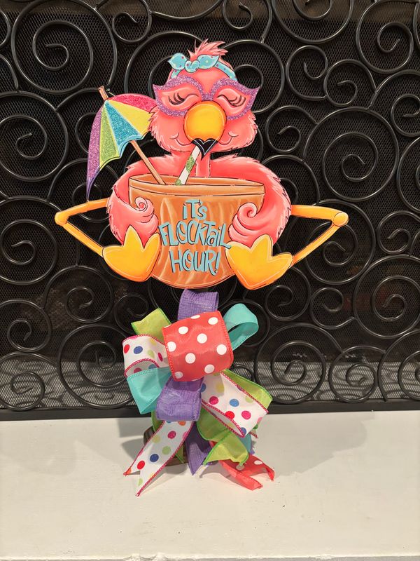 Spring/Summer Flocktail Hour Flamingo Table Topper-Printed