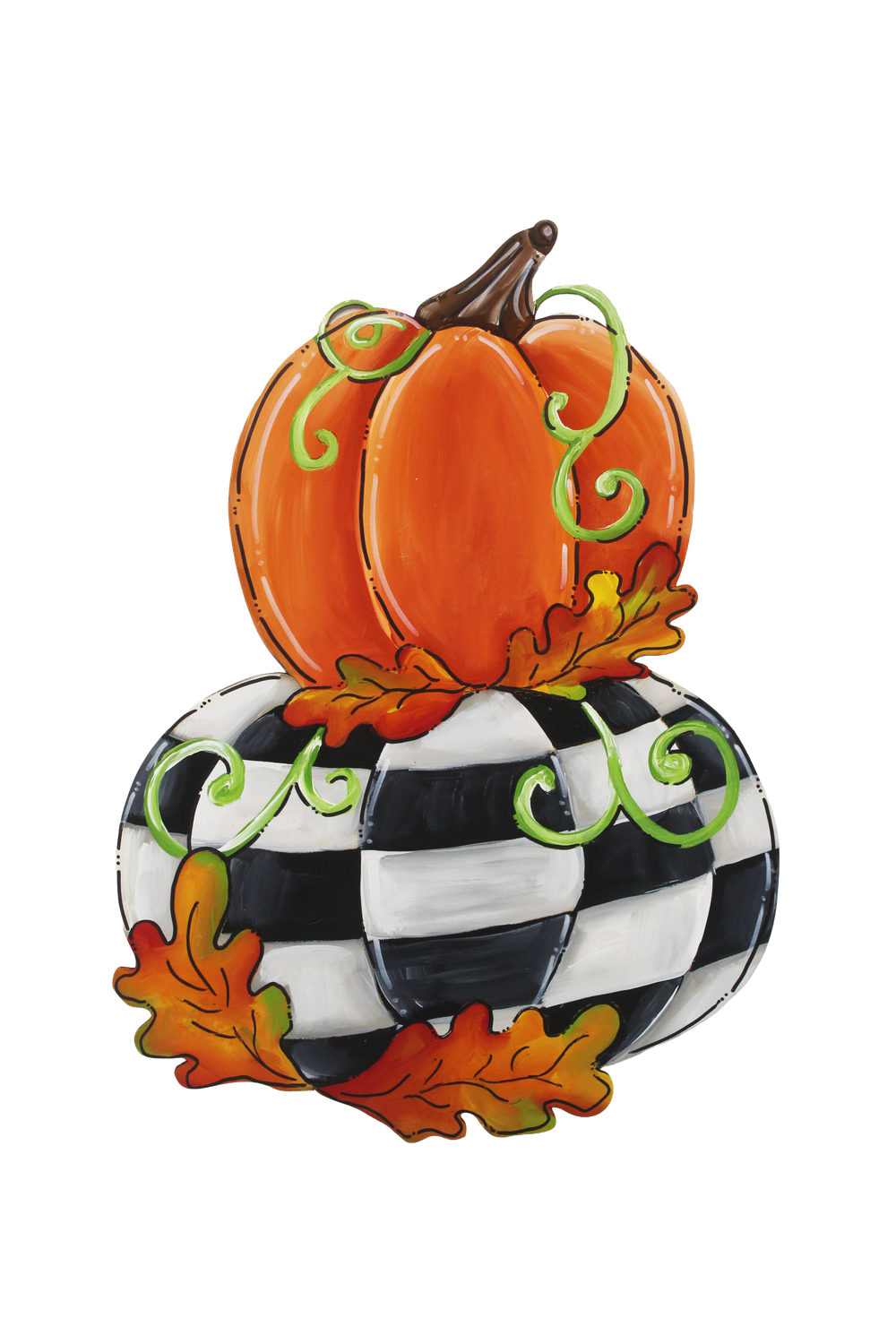 Fall Doluble Stacked Pumpkin Black Insert/Sitter-Printed