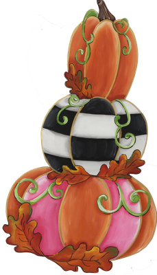 Fall Three Stacked Pumpkins with PINK Insert/Sitter-Printed