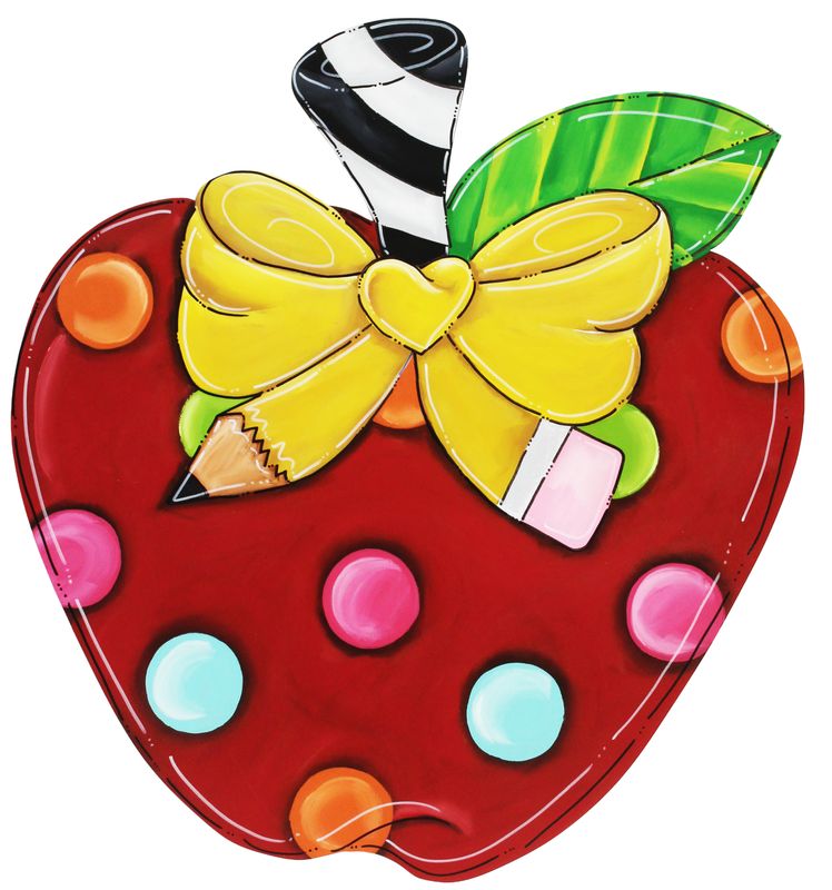 School Apple With Bow Insert/Sitter