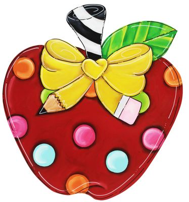 School Apple With Bow Insert/Sitter